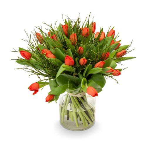 Kytice červených tulipánů